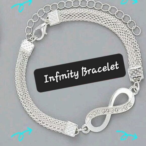 STERLING Silver Infinity Bracelet With Rhinestones - Picture 9 of 9